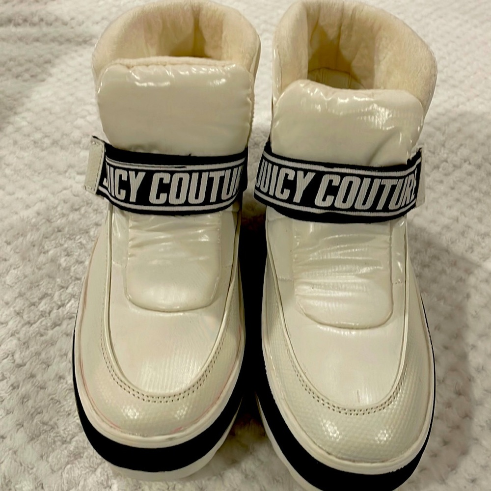 High top white black sneakers/boots juicy couture straps sides
